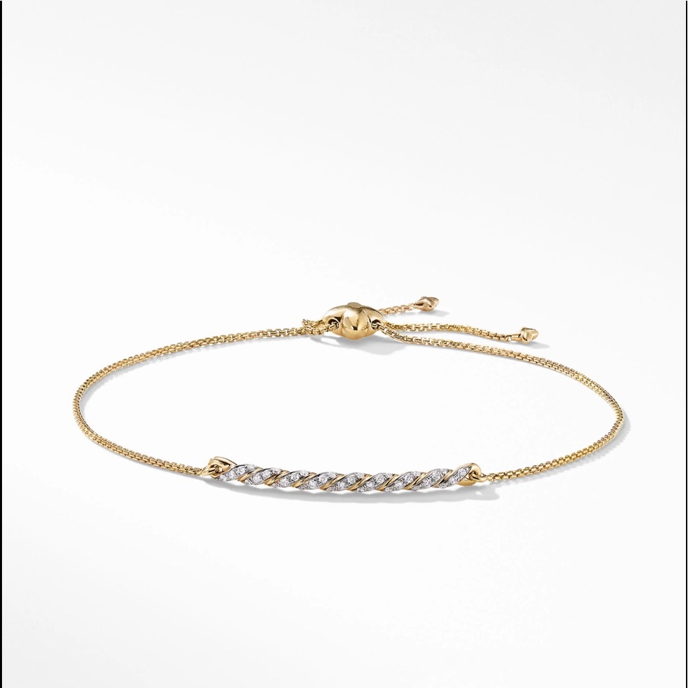 David Yurman 18k Gold w/Diamonds Paveflex  Station Bracelet